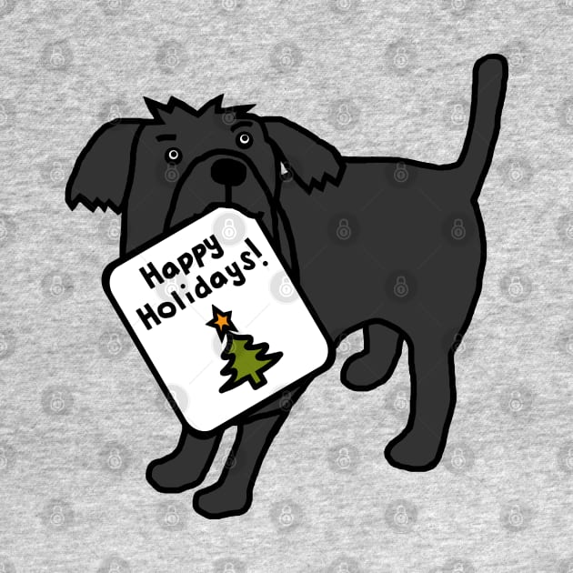 Cute Christmas Dog says Happy Holidays by ellenhenryart